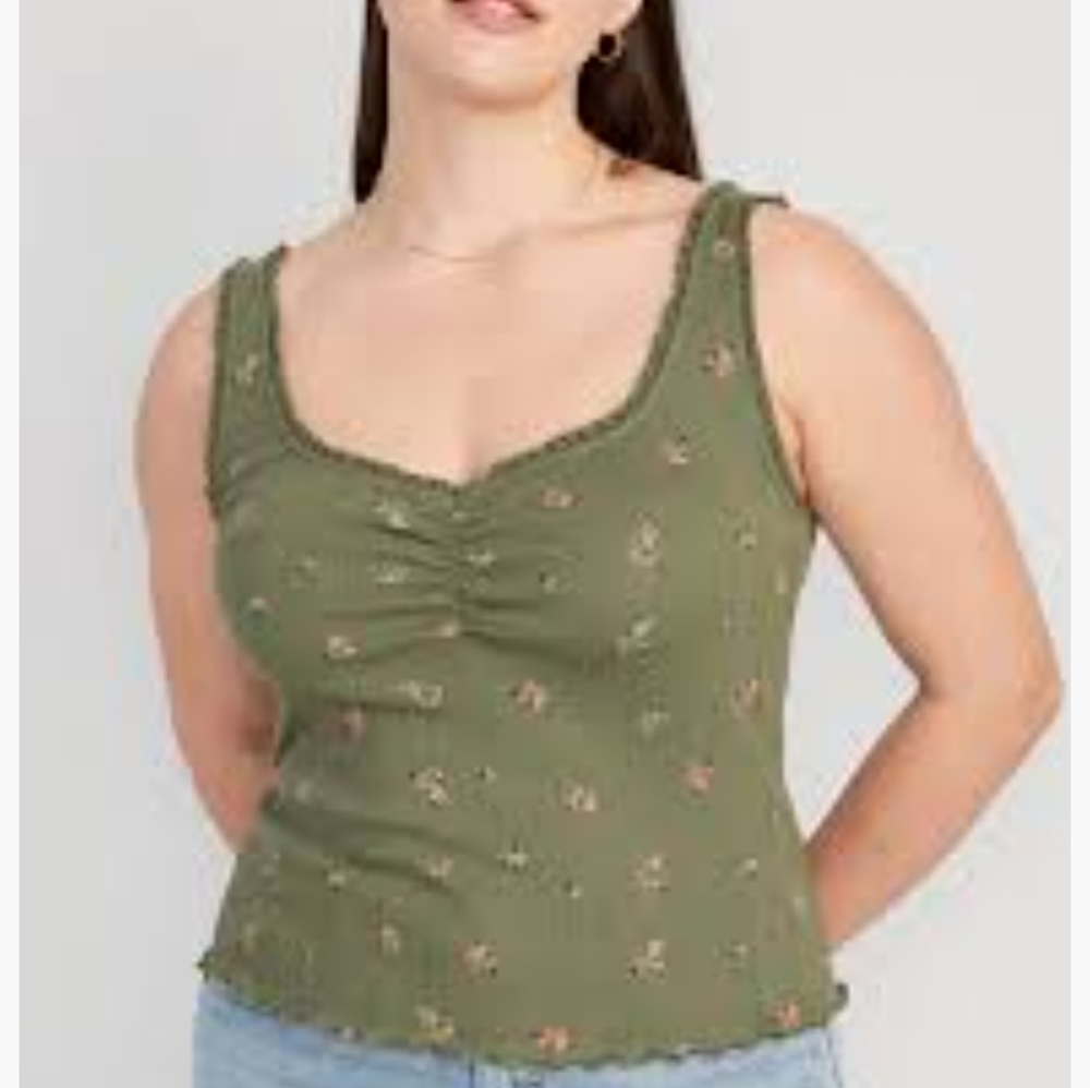 Rib-Knit Lettuce-Edge Cami Top for Women